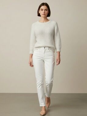 Ricki’s Ivory Grey Ombré Sweater Fluffy Crewneck Pullover 3/4 Sleeves Small